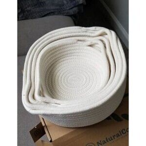 New 5-Piece Round Small Woven Baskets Set– Cotton Rope Baskets for Organizing